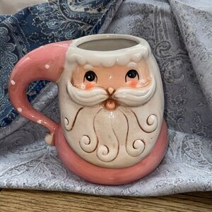 Johanna Parker Santa Claus Ceramic Mug - Pink and White